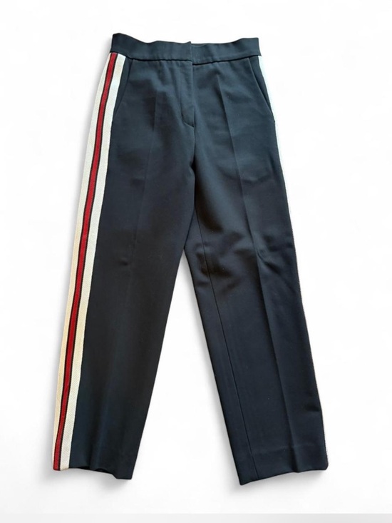 Sandro Pants - Sandro Paris Black Track-Style Trousers with Red & White Side Stripe